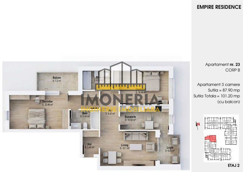 Empire Residence Tornadei 2, comision 0%, 3 camere spatioase, imobil premium