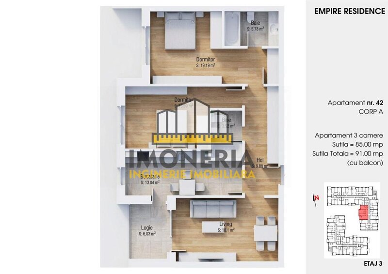 Empire Residence Tornadei 2, comision 0%, 3 camere spatioase, imobil premium