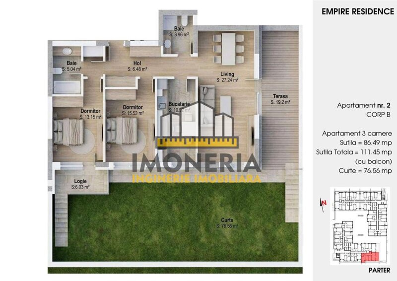 Empire Residence Tornadei 2, comision 0%, 3 camere spatioase, imobil premium