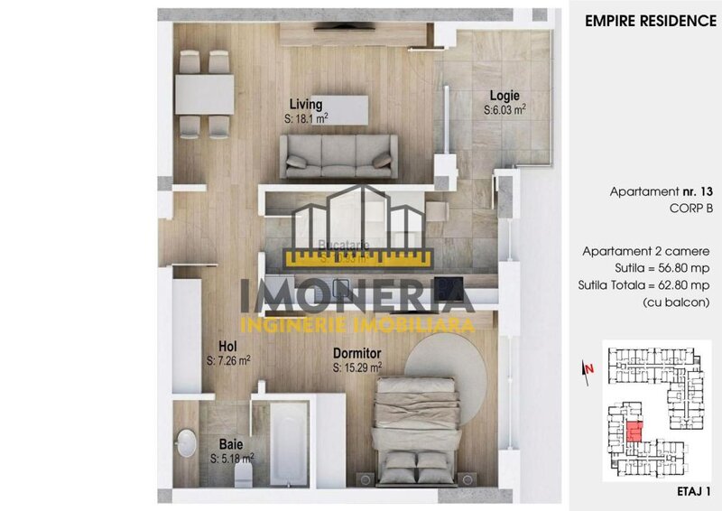 Empire Residence Tornadei 2, comision 0%, 2 camere spatioase, imobil premium