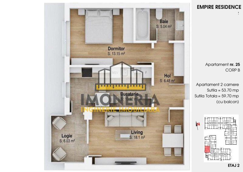 Empire Residence Tornadei 2, comision 0%, 2 camere spatioase, imobil premium